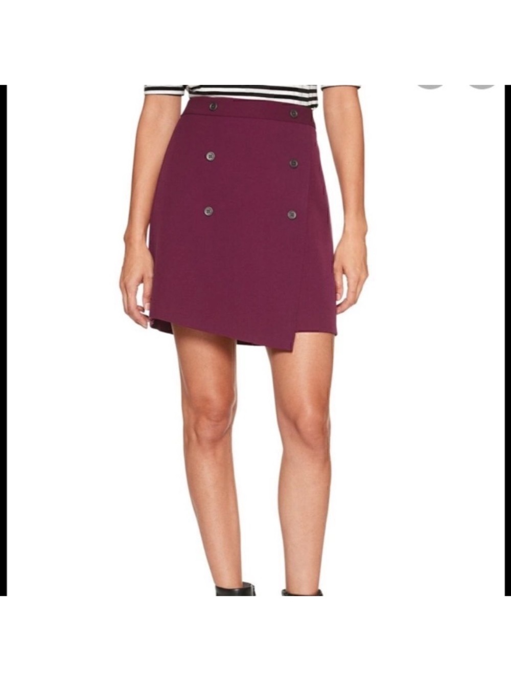 Ann Taylor Asymmetrical Double-Breasted Skirt in Plum SZ 2